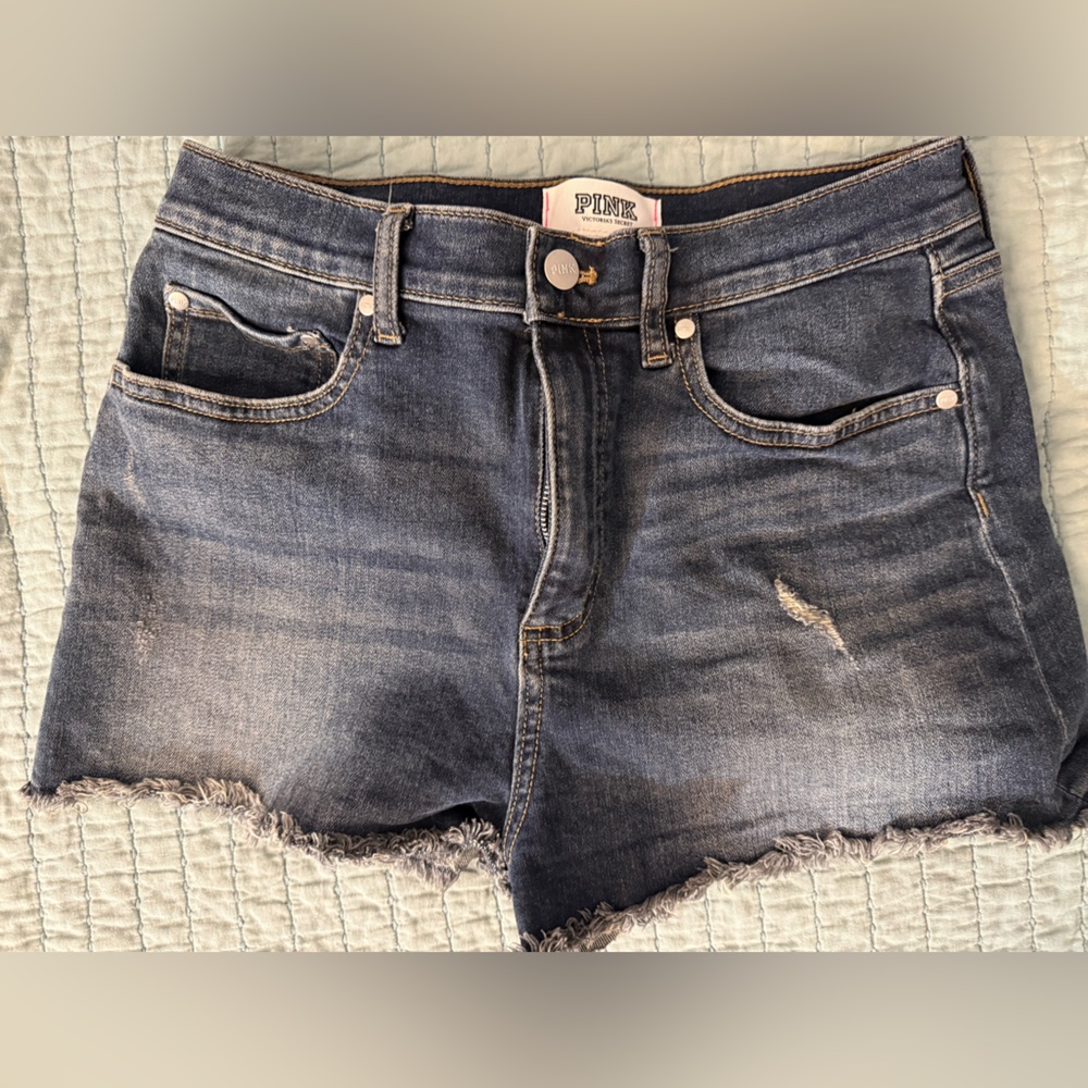 PINK Victoria's Secret Women's Distressed Blue Denim Shorts
